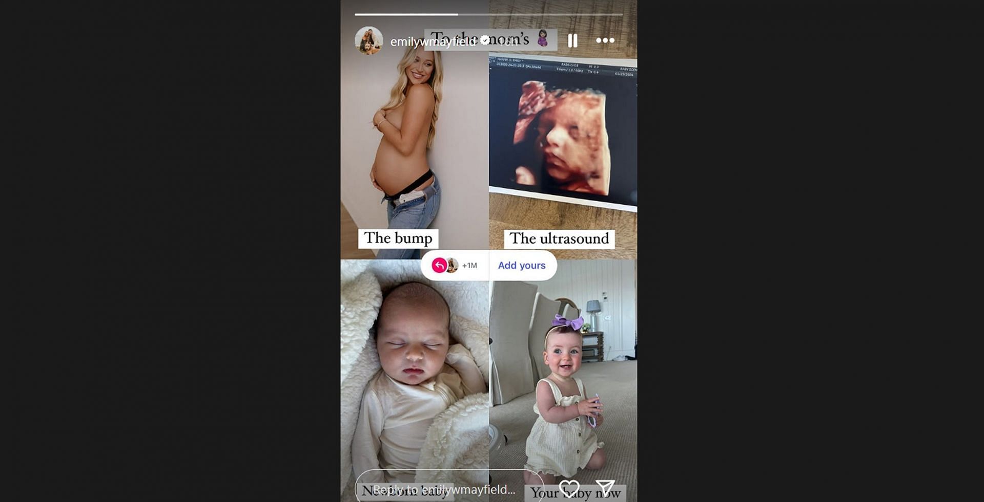 Still from Baker Mayfield's wife Emily's Instagram story/@emilywmayfield